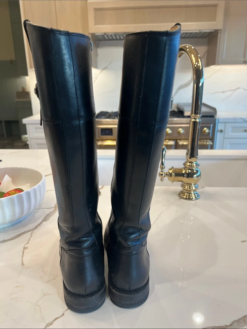FRYE Jayden Button Tall Black Boots - Classic Women's Zip-Up Style